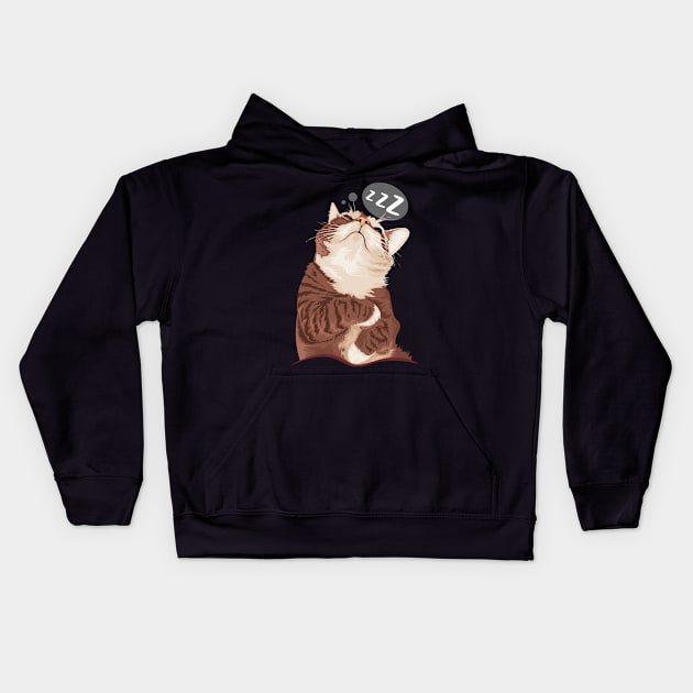 Sleepy cat Kids Hoodie by D3monic